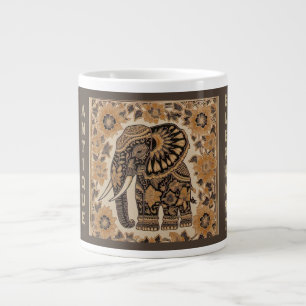 Batik-Elefanten-Vintage-Design,Elefant Retro Jumbo-Tasse