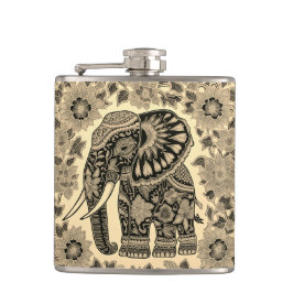 Batik Elephant Vintage Style Design, Specialty Mug Flachmann