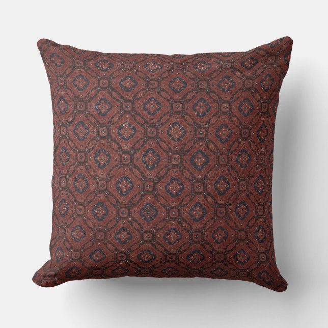 Batik Floral Rouge et Bleu Étonnant Oreiller (Recto)