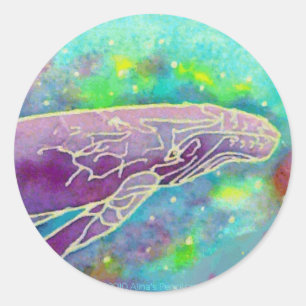 Batik Humpback Whale Art Runder Aufkleber
