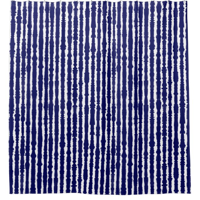 Batik-Indigo-Stilstreifen Duschvorhang (Vorderseite)