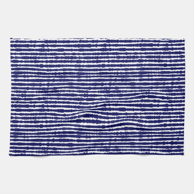 Batik-Indigo-Stilstreifen Geschirrtuch (Horizontal)