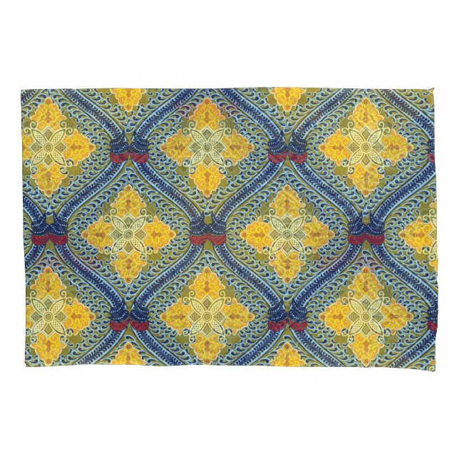 Batik Indonesische Wax-Resist Dyeing Technik Kissenbezug (Vorderseite)