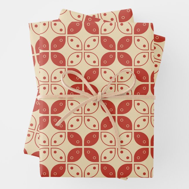 Batik Kawung, indonesisches Muster, Javanisch, Eth Geschenkpapier Set (Beispiel)