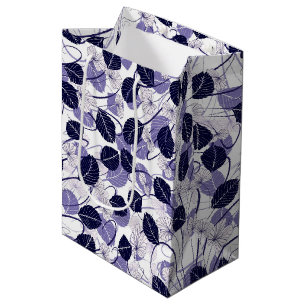 Batik Lila Blätter und Weinbilder Mittlere Geschenktüte