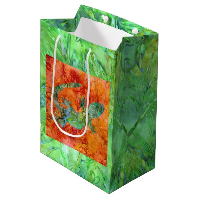 Batik Lizard Mittlere Geschenktüte (Vorderseite Schrägansicht)