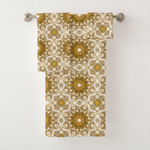 Batik Mandala Motif Mustard Gold et Crème