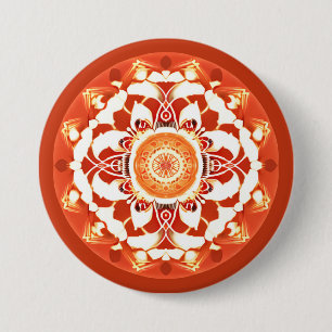 Batik-Mandala-Muster in Rostrot Button
