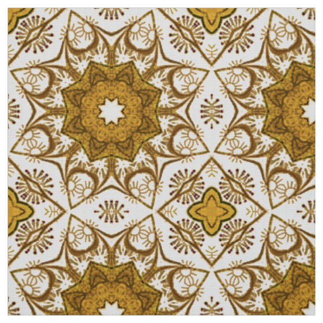 Batik Mandala Muster Mustard Gold und Creme Stoff (Muster)