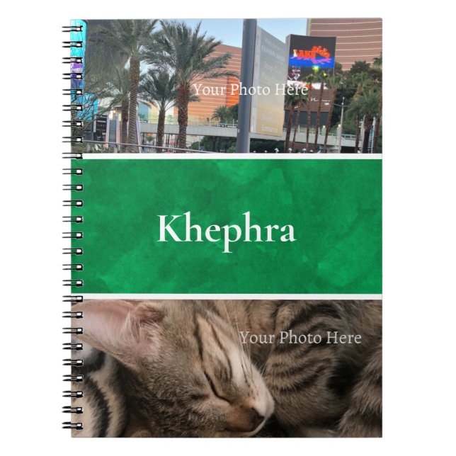 Batik Name und Foto Collage Notebook Notizblock (Vorderseite)