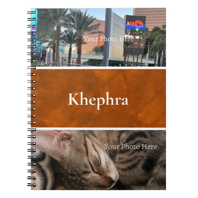 Batik Name und Foto Collage Notebook Notizblock (Vorderseite)