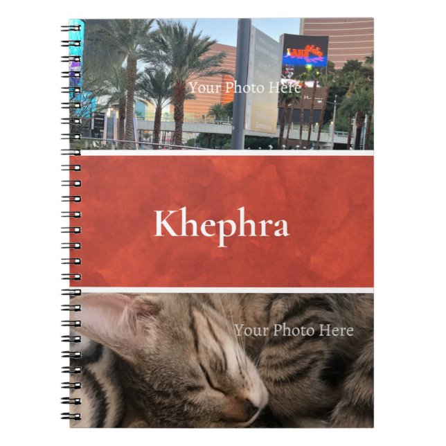 Batik Name und Foto Collage Notebook Notizblock (Vorderseite)