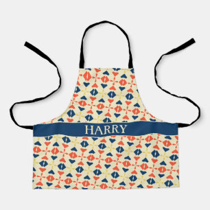 Batik Orange Blau Minimales Muster Schürze