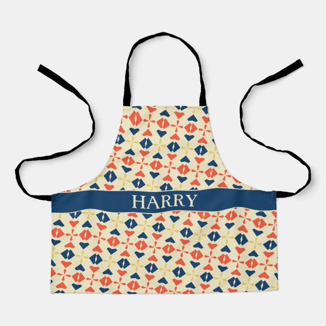 Batik Orange Blau Minimales Muster Schürze (Vorderseite)