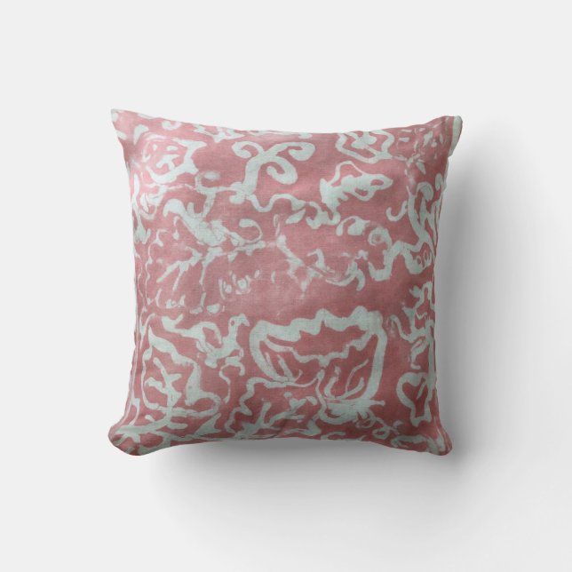Batik Painting Boho Fibre Art Pillow Kissen (Vorderseite)