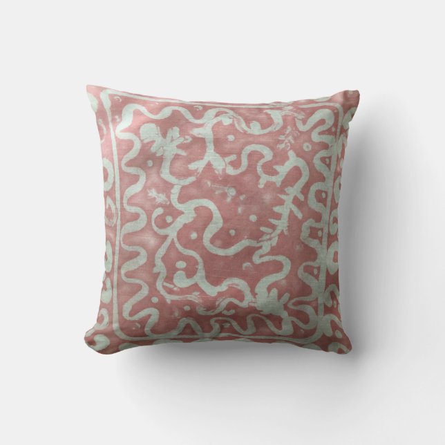 Batik Painting Boho Fibre Art Pillow Kissen (Vorderseite)