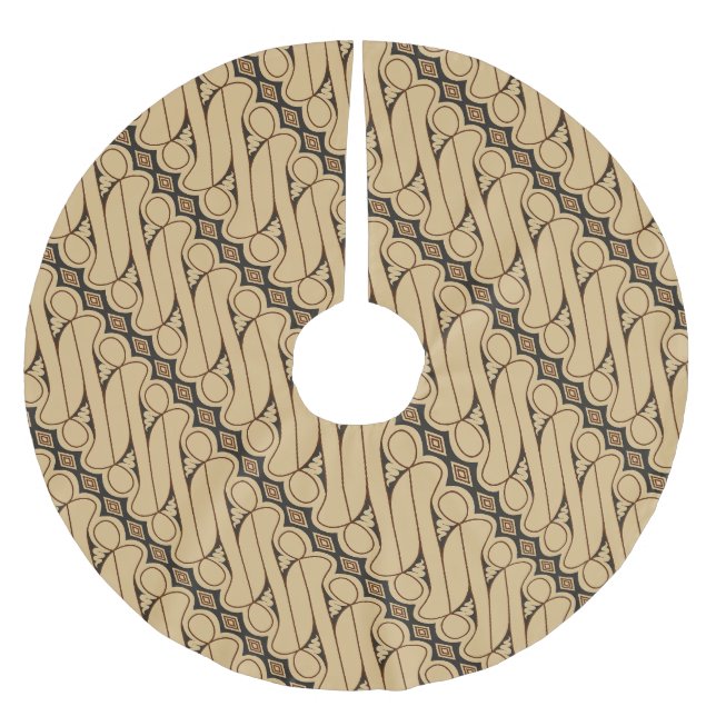 Batik Parang, indonesisches Muster, Javanisch, eth Polyester Weihnachtsbaumdecke (Vorderseite)