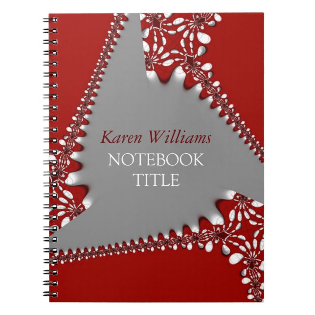 Batik Red Silver Abstrakt Lace Notebook Notizblock (Vorderseite)