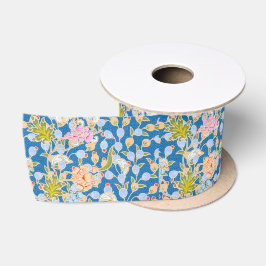 Batik Stil Muster Punkte Blume Blau Hintergrund Satinband
