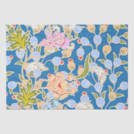 Batik Stil Muster Punkte Blume Blau Hintergrund Seidenpapier