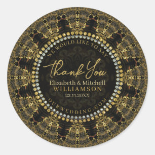 Batik Sunshine Black Gold Vielen Dank Runder Aufkleber