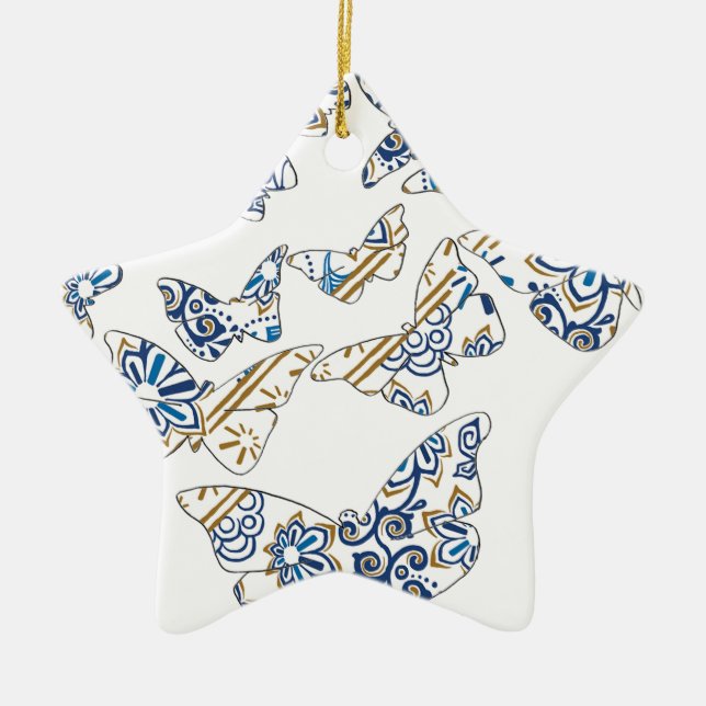 Batik und Schmetterling no.4 Keramik Ornament (Vorne)