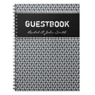 Batika Schwarz-weißes Muster Gästebuch Notizblock