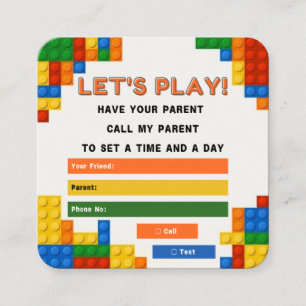 Bâtiment Blocs Enfants Jouer Date Cartes d'appel