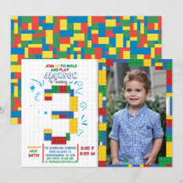 Bâtiments Blocs Birthday Bricks 3 ans Invitation