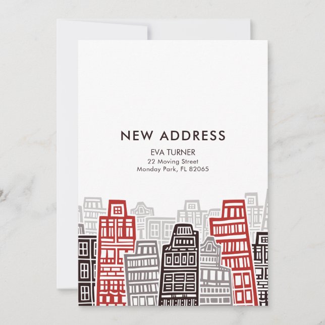 Bâtiments Red & Black Retro Nouvelle carte d'adres (Devant)
