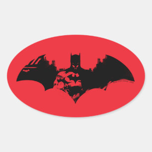Batman and Gotham Silhouette Bat Logo Ovaler Aufkleber