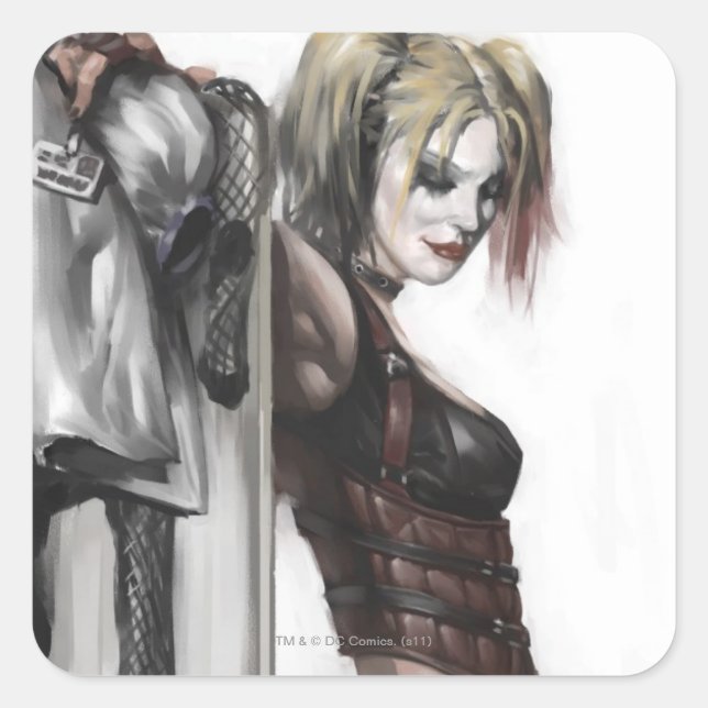 Batman Arkham City | Harley Quinn Illustration Quadratischer Aufkleber (Vorderseite)
