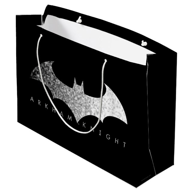 Batman Arkham Knight Pixel Logo Große Geschenktüte (Rückseite Schrägansicht)