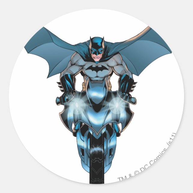 Batman auf dem Fahrrad mit Kap Runder Aufkleber (Vorderseite)