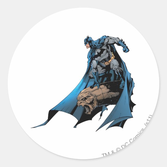 Batman auf Gargoyle Runder Aufkleber (Vorderseite)