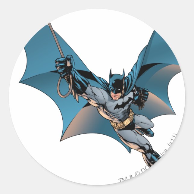 Batman bewegt sich in Aktion Runder Aufkleber (Vorderseite)