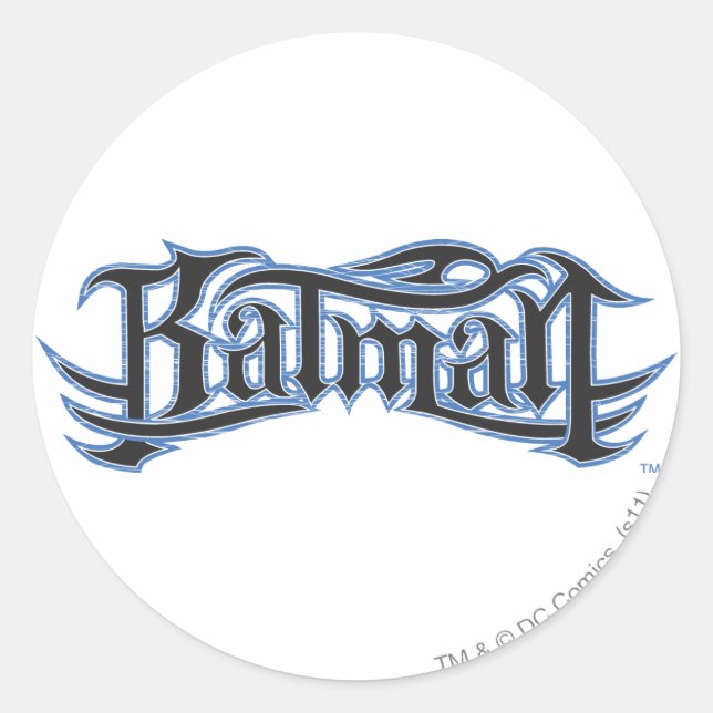 Batman | Blue Black Letters Logo Runder Aufkleber (Vorderseite)