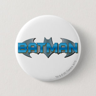 Batman Blue Name Logo Button