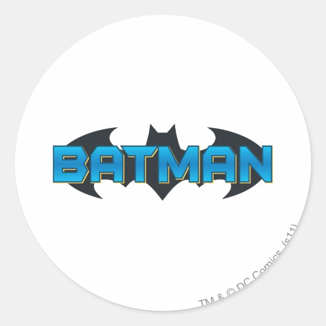Batman | Blue Name Logo Runder Aufkleber (Vorderseite)