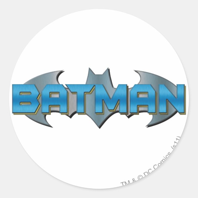 Batman | Blue Name Logo Runder Aufkleber (Vorderseite)