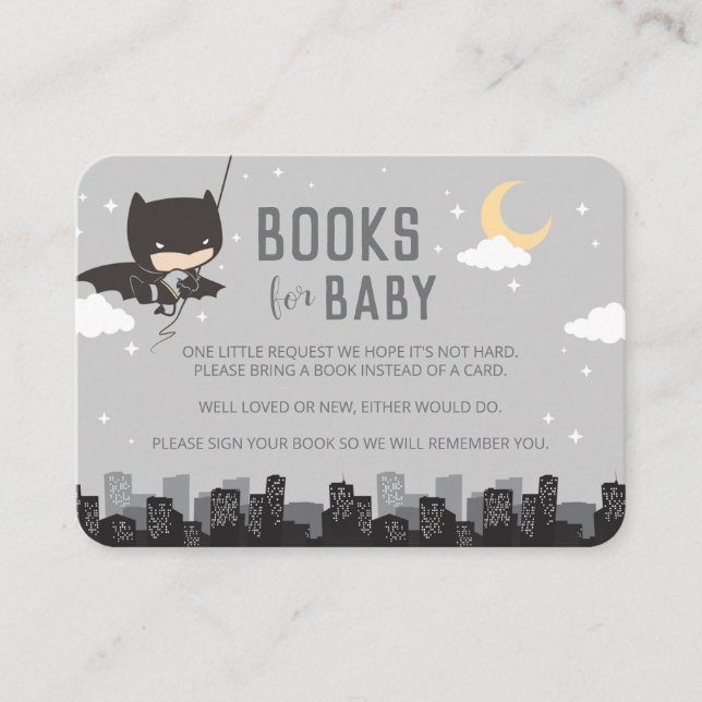 Batman Books for Baby | Babyduschkarte Platzkarte (Vorderseite)