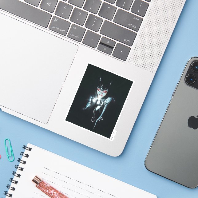 Batman Catwoman Faces of Evil Cover Illustration Aufkleber (Laptop mit iPhone)