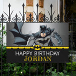 Batman | Chalkboard Happy Birthday Banner<br><div class="desc">Stand out from the crowd with this personalized chalkboard Batman banner from DC Comics. Create the most super party for the superhero in your life. Batman is known to be world's best detective and this design is a true reflection of the detective in him the fearless look in his eye...</div>