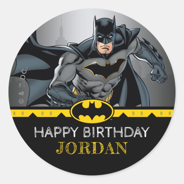 Batman | Chalkboard Happy Birthday Runder Aufkleber (Vorderseite)