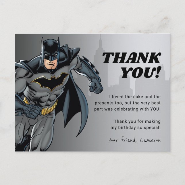 Batman | Chalkboard Happy Birthday Vielen Dank Postkarte (Vorderseite)