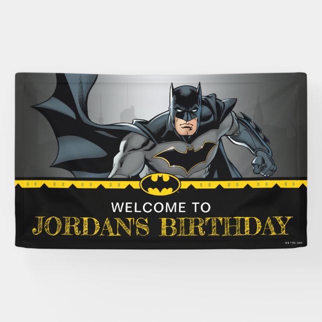 Batman | Chalkboard Happy Birthday Willkommen Banner (Horizontal)