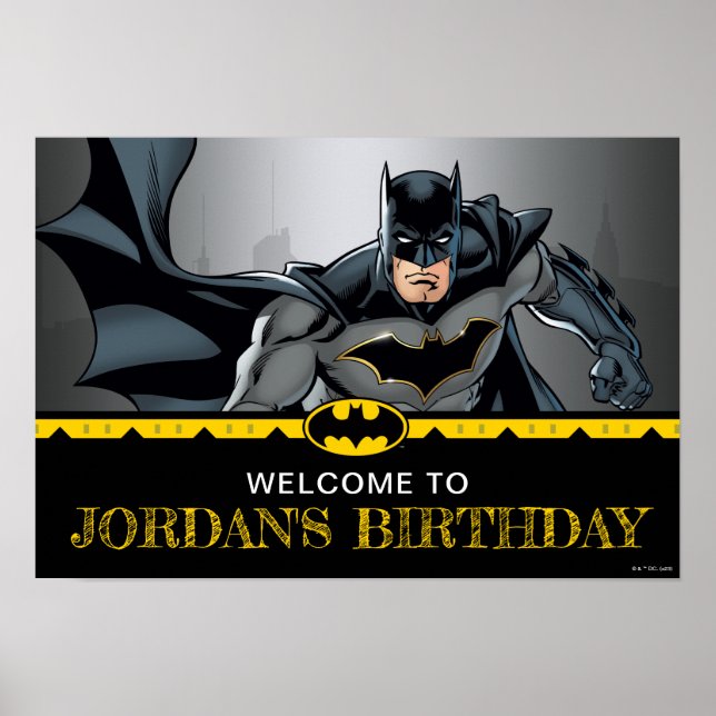 Batman | Chalkboard Happy Birthday Willkommen Poster (Vorne)