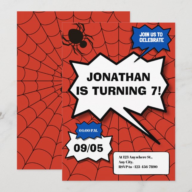 Batman Comic Kindergeburtstag Einladung (Vorne/Hinten)