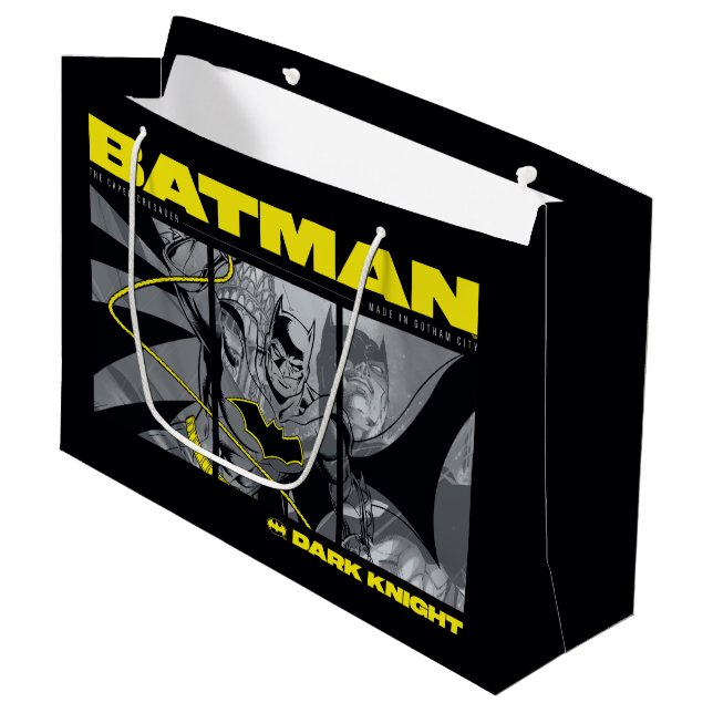 Batman Comic Tri-Panel Graphic Große Geschenktüte (Vorderseite Schrägansicht)