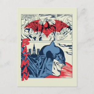 Batman Crime Fighting Comic Buchseite Postkarte